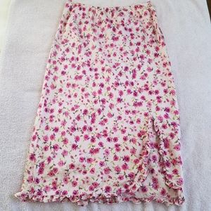 Express 100% Silk Floral Midi Skirt 🩰